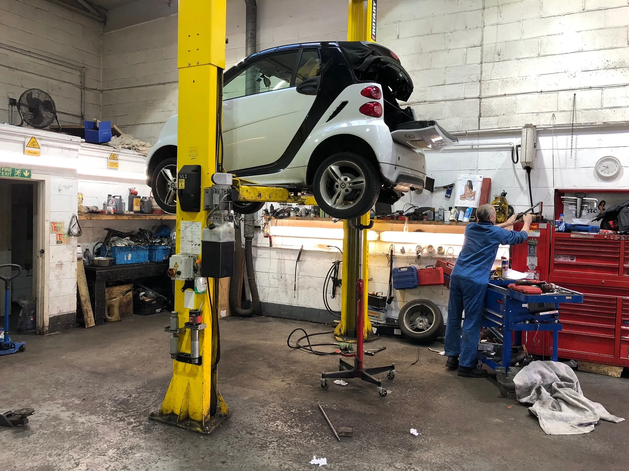 Smart Car being MOT'd