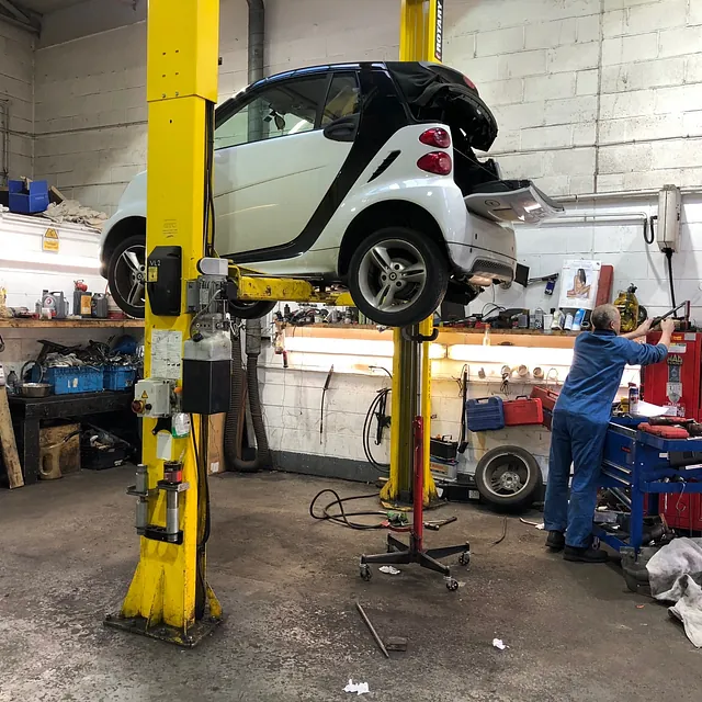 Smart Car being MOT'd